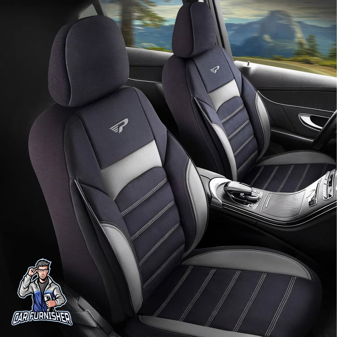 Toyota Rav4 Seat Covers Special Design Black 5 Seats + Headrests (Full Set) Leather & Jacquard Fabric