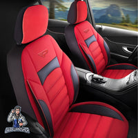 Thumbnail for Mercedes 190 Seat Covers Special Design Red 5 Seats + Headrests (Full Set) Leather & Jacquard Fabric