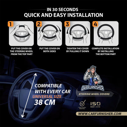 Steering Wheel Cover - Carbon & Leather Orange Leather & Carbonfiber