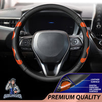 Thumbnail for Steering Wheel Cover - Carbon & Leather Orange Leather & Carbonfiber