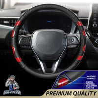 Thumbnail for Steering Wheel Cover - Carbon & Leather Red Leather & Carbonfiber