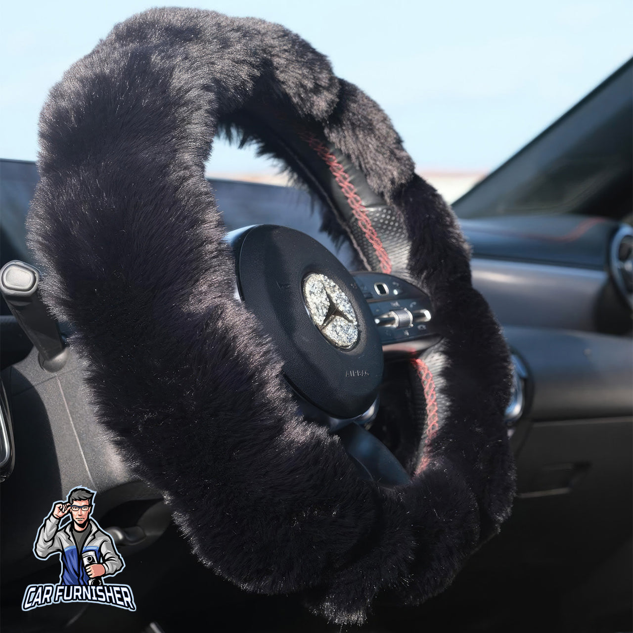 Steering Wheel Cover - Plush Daisy Design