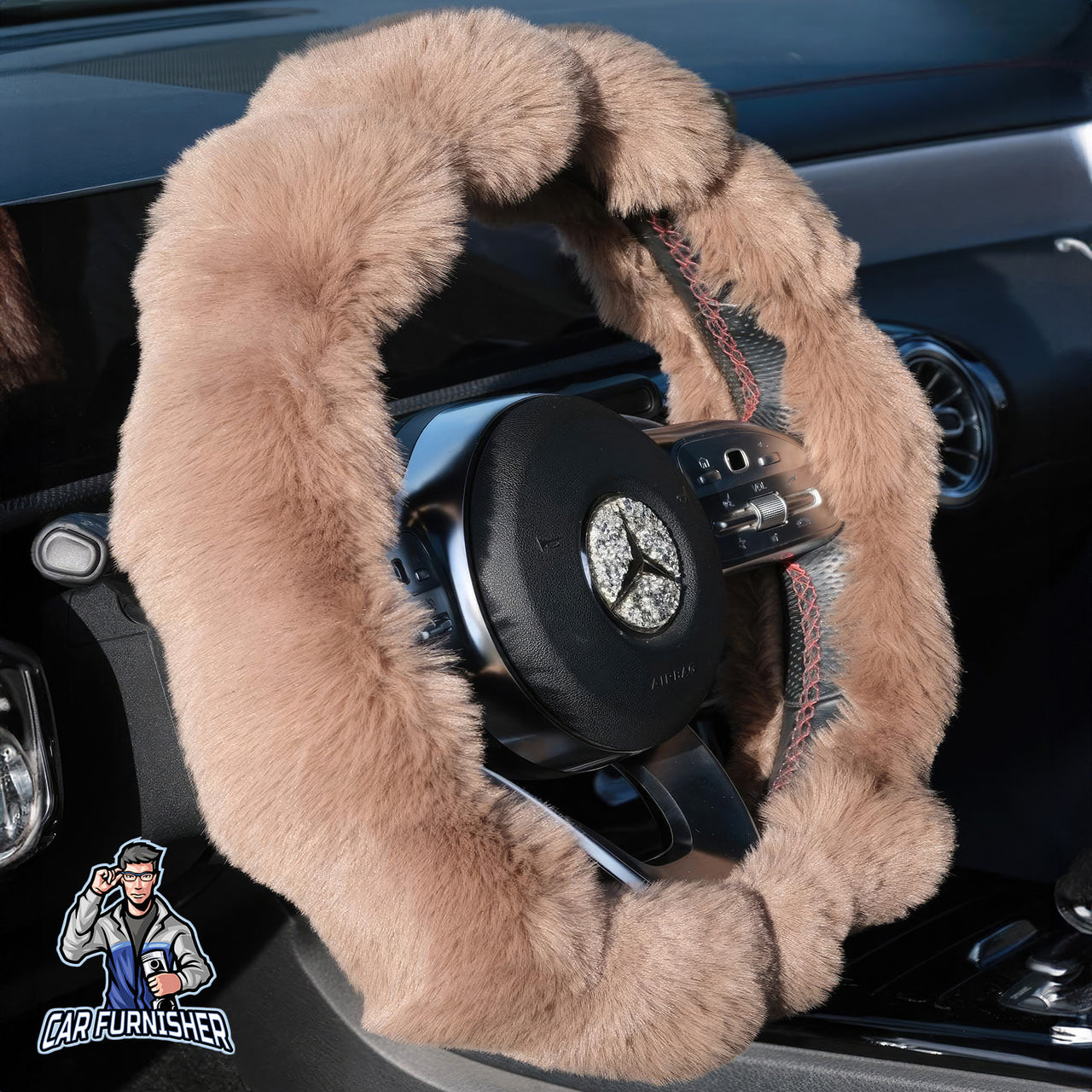 Steering Wheel Cover - Plush Daisy Design