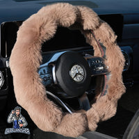 Thumbnail for Steering Wheel Cover - Plush Daisy Design Brown Fabric