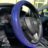 Thumbnail for Steering Wheel Cover - Full Stone Shiny Look Blue Leather & Fabric