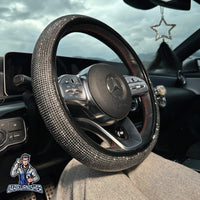Thumbnail for Steering Wheel Cover - Full Stone Shiny Look Gray Leather & Fabric