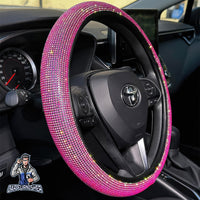 Thumbnail for Steering Wheel Cover - Full Stone Shiny Look Pink Leather & Fabric