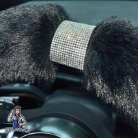 Thumbnail for Steering Wheel Cover - Fur Silver Stone Striped