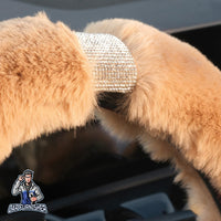 Thumbnail for Steering Wheel Cover - Fur Silver Stone Striped