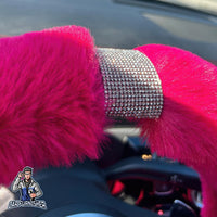 Thumbnail for Steering Wheel Cover - Fur Silver Stone Striped