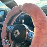 Thumbnail for Steering Wheel Cover - Fur Silver Stone Striped