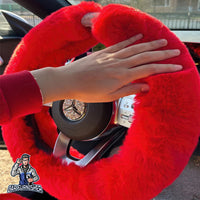Thumbnail for Steering Wheel Cover - Fur Silver Stone Striped