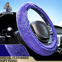 Thumbnail for Steering Wheel Cover - Furry Plush Purple Fabric