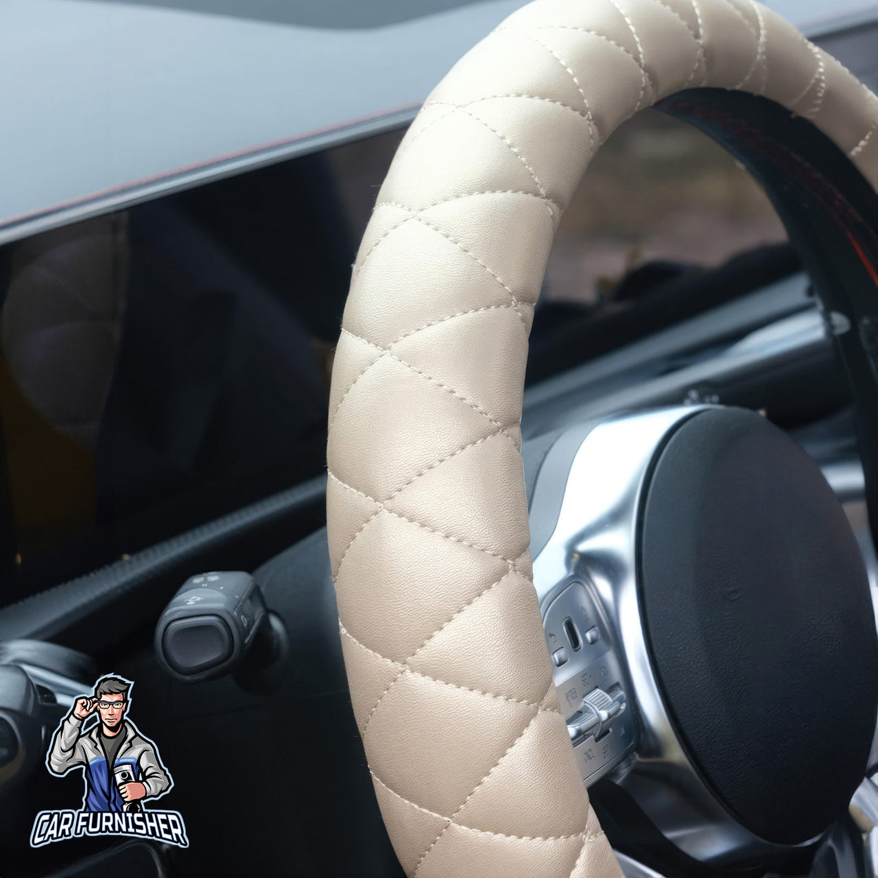 Steering Wheel Cover - Quilted Leather