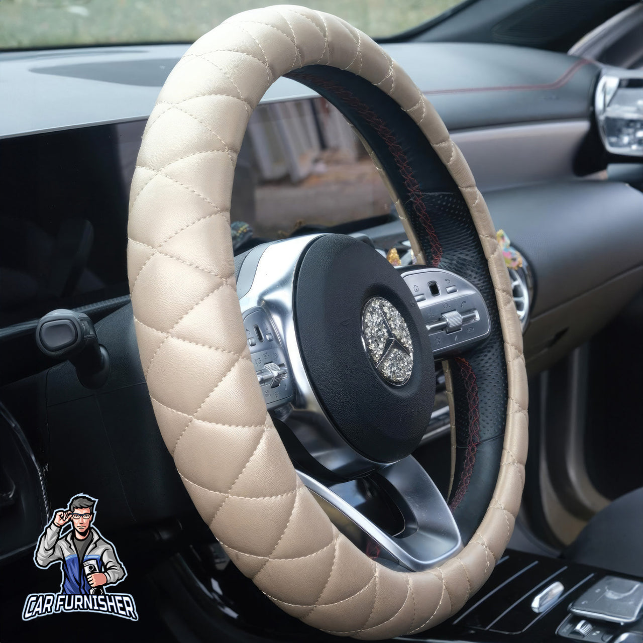 Steering Wheel Cover - Quilted Leather