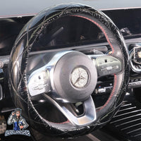 Thumbnail for Steering Wheel Cover - Quilted Leather Black Leather