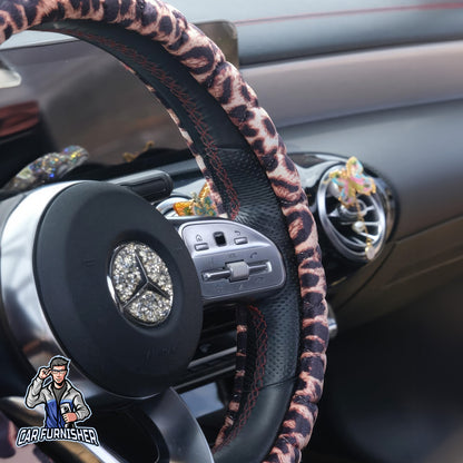 Steering Wheel Cover - Quilted Leather Leopard Leather