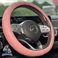 Thumbnail for Steering Wheel Cover - Quilted Leather Pink Leather
