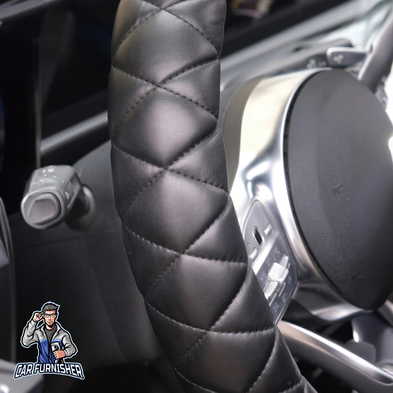 Steering Wheel Cover - Quilted Leather