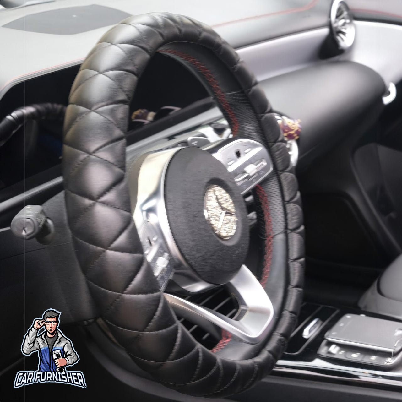 Steering Wheel Cover - Quilted Leather