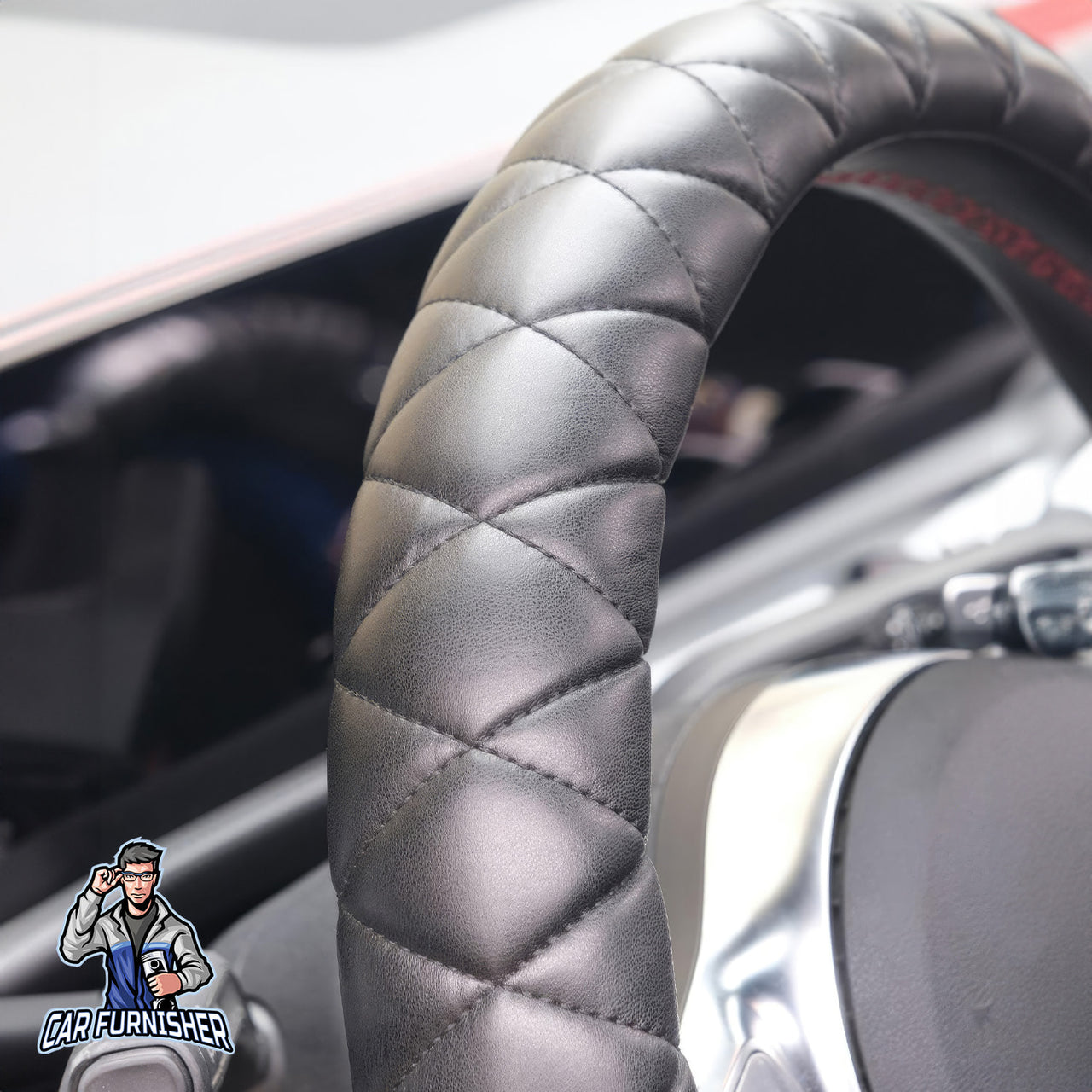 Steering Wheel Cover - Quilted Leather