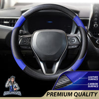 Thumbnail for Steering Wheel Cover - Leather & Carbon Blue Leather & Carbonfiber