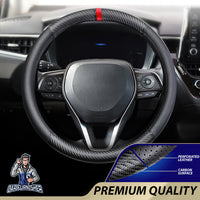 Thumbnail for Steering Wheel Cover - Carbon and Perforated Leather With Ring Red Leather & Carbonfiber