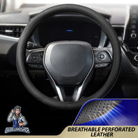 Thumbnail for Steering Wheel Cover - Perforated Leather Black Leather