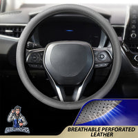 Thumbnail for Steering Wheel Cover - Perforated Leather Gray Leather