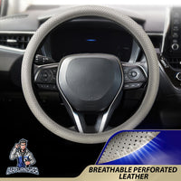 Thumbnail for Steering Wheel Cover - Perforated Leather White Leather