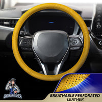 Thumbnail for Steering Wheel Cover - Perforated Leather Yellow Leather
