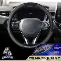 Thumbnail for Steering Wheel Cover - Perforated Leather & Carbon Black Leather & Carbonfiber
