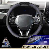 Thumbnail for Steering Wheel Cover - Perforated Leather & Carbon Smoked Leather & Carbonfiber