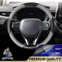 Thumbnail for Steering Wheel Cover - Perforated Leather & Carbon Gray Leather & Carbonfiber