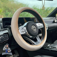 Thumbnail for Steering Wheel Cover - Plain Velvet Beige Fabric