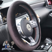 Thumbnail for Steering Wheel Cover - Plain Velvet Black Fabric