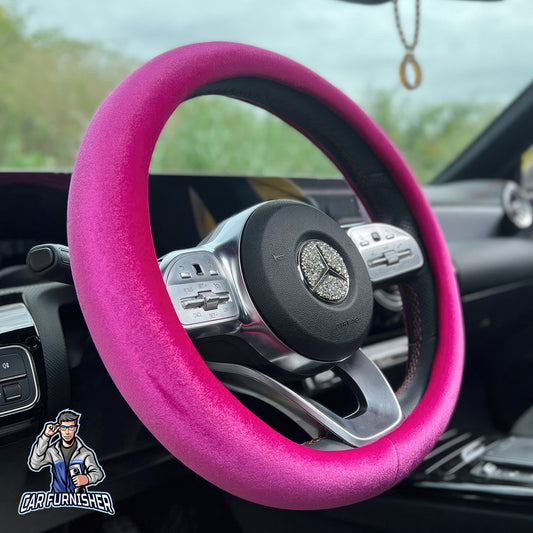 Steering Wheel Cover - Plain Velvet Fuchsia Fabric