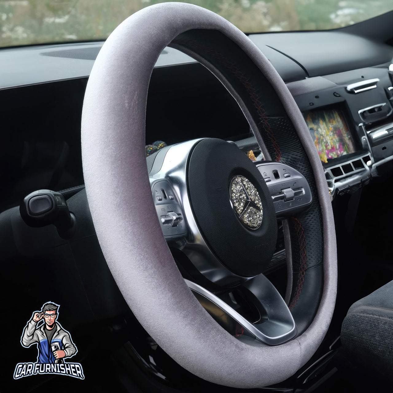 Steering Wheel Cover - Plain Velvet