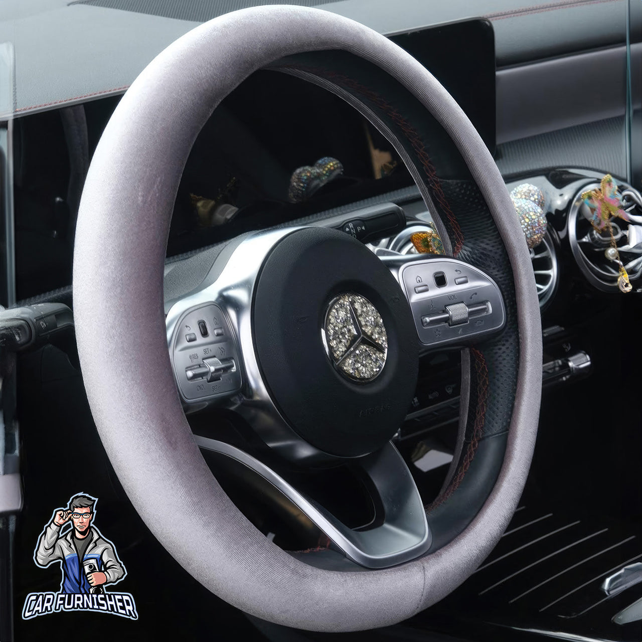 Steering Wheel Cover - Plain Velvet