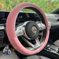 Thumbnail for Steering Wheel Cover - Plain Velvet Pink Fabric