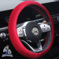 Thumbnail for Steering Wheel Cover - Plain Velvet Red Fabric