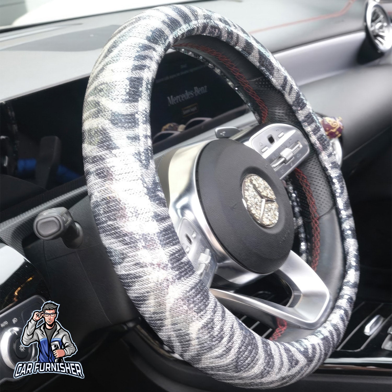 Steering Wheel Cover - Scally Scaled Design Zebra Fabric