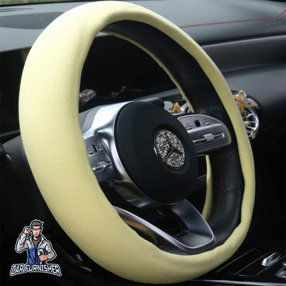 Steering Wheel Cover - Silk Velvet Yellow Fabric