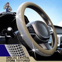 Thumbnail for Steering Wheel Cover - Stoned Leather Beige Leather