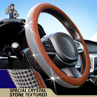 Thumbnail for Steering Wheel Cover - Stoned Leather Brown Leather