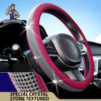 Thumbnail for Steering Wheel Cover - Stoned Leather Pink Leather