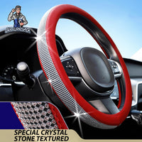 Thumbnail for Steering Wheel Cover - Stoned Leather Red Leather