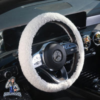 Thumbnail for Steering Wheel Cover - Plush Teddy Texture White Fabric