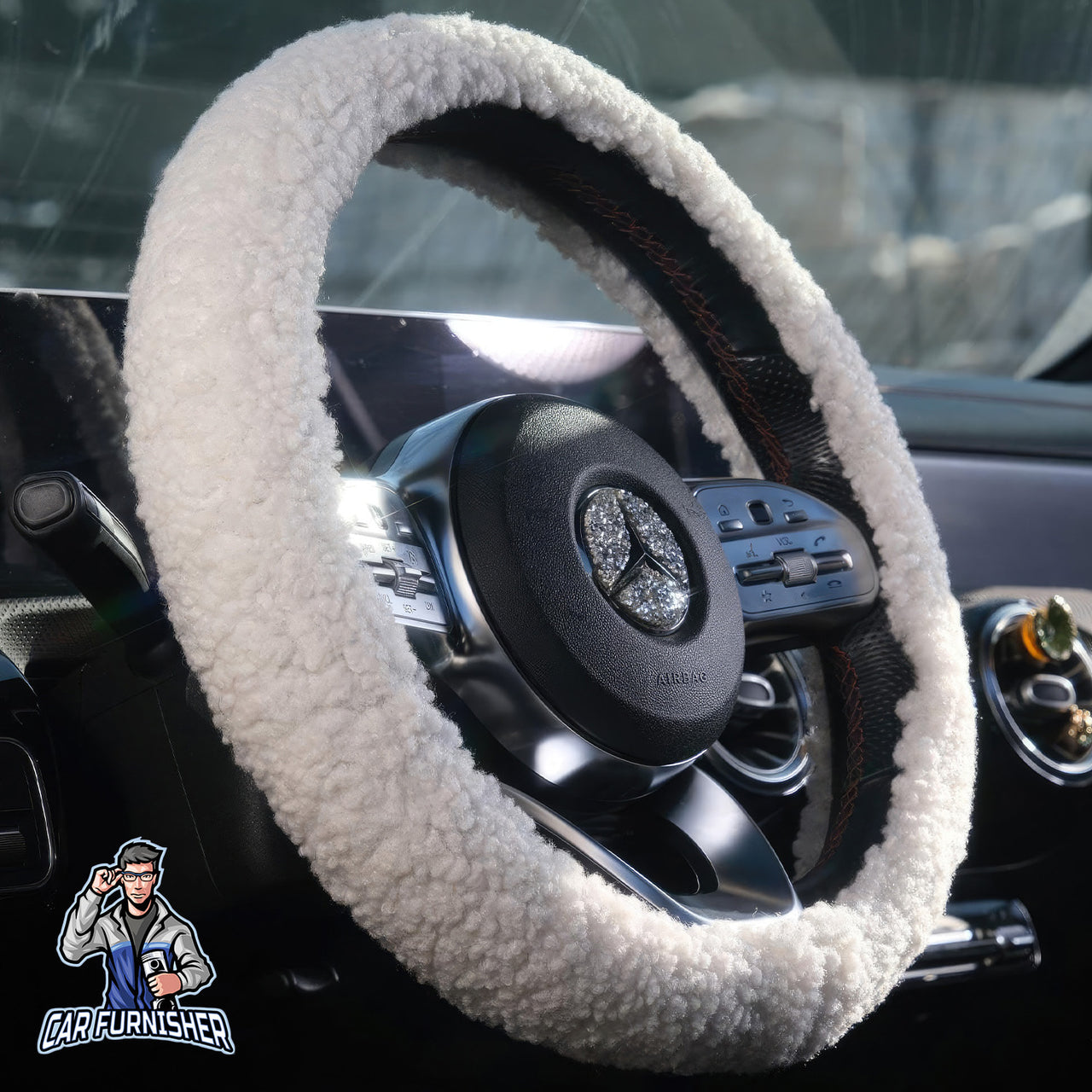 Steering Wheel Cover - Plush Teddy Texture