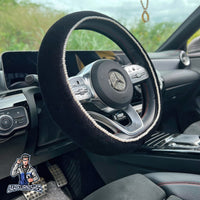 Thumbnail for Steering Wheel Cover - Velvet Pearl Black Fabric